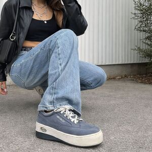 VTG 90s Skechers Jammin Platform Sneakers Blue Suede Y2K Streetwear Women sz 9